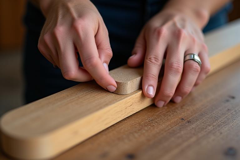 목재를 다루는 장인의 손