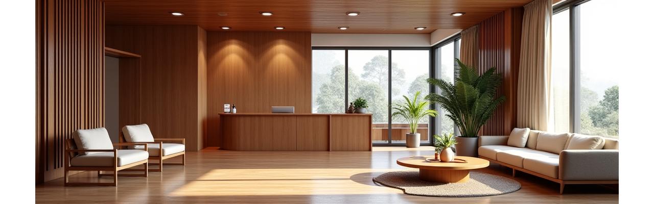 누리 리빙 상담실의 따뜻하고 현대적인 인테리어 모습